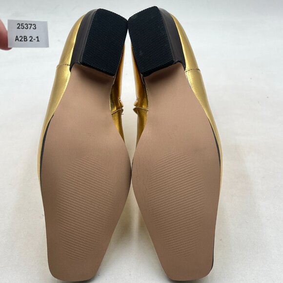 FOWT Gold Square Toe Side Zipper Ankle Boot Block Low Heel Short Boots Warm Boot - Picture 7 of 8